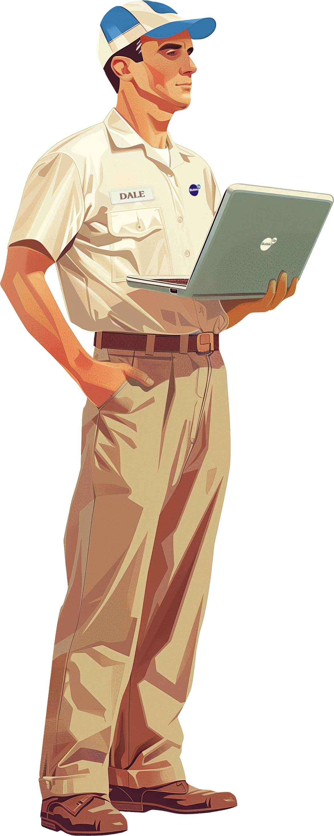 Vector art style gas station attendant